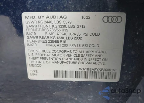 2023 Audi Q5 Premium Plus 40 Tfsi Quattro S Tronic z USA, uszkodzony, nr VIN WA1BBAFYXP2055151